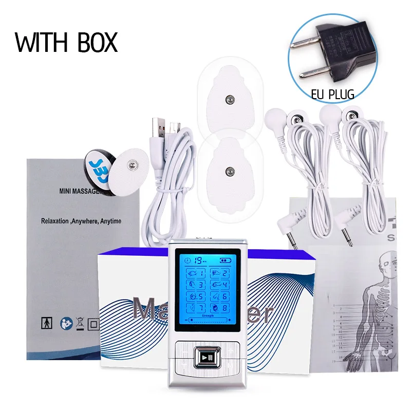 With box EU Tens ems массажёр электростимулятор мышц электростимулятор физиотерапия машина двухканальный выход - Цвет: With box EU