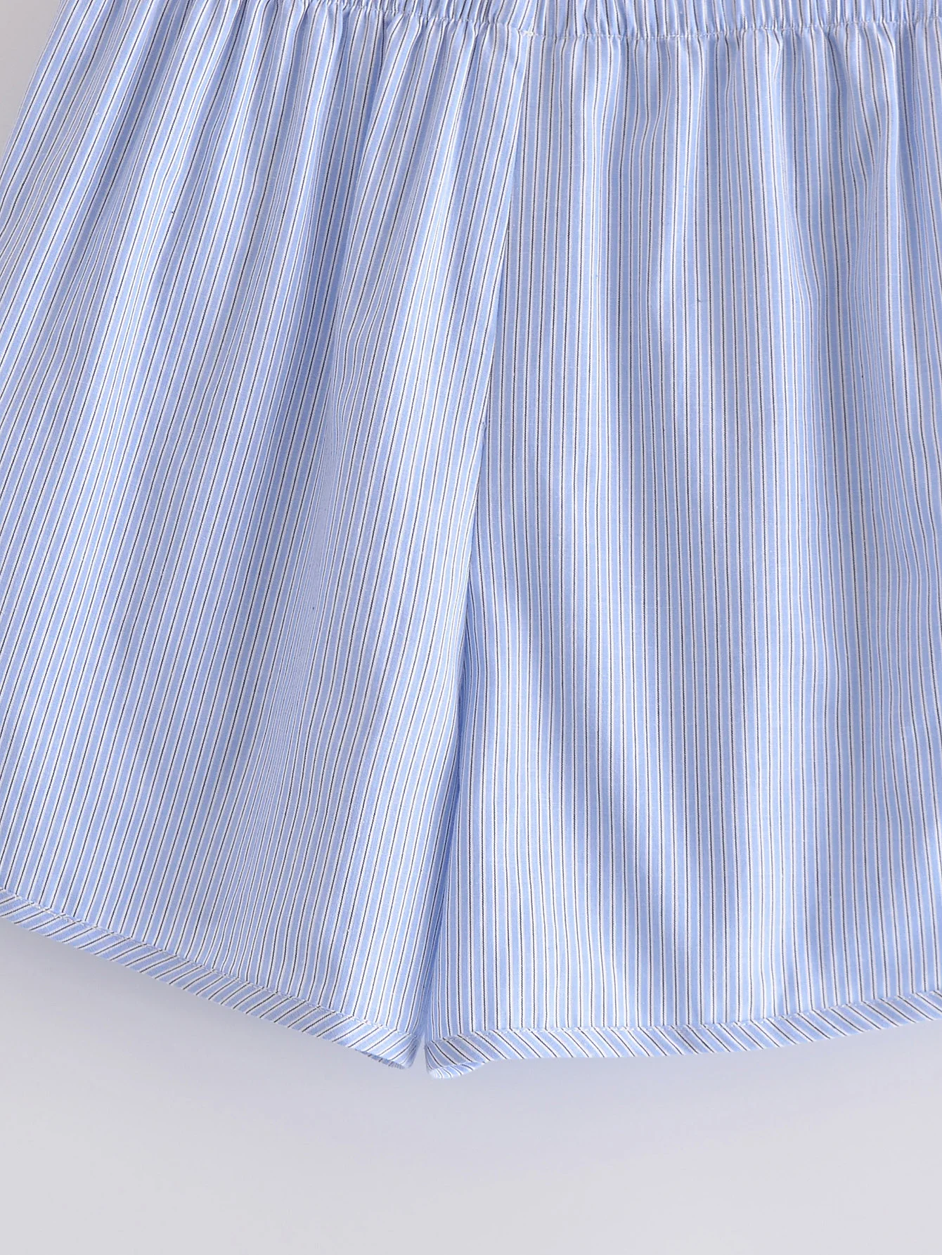 

Women's Shirts Shorts Suit Casual Style Cotton Full Sleeve Turn-down Collar Button Fly Lady's Striped Pattern Blouse Shorts