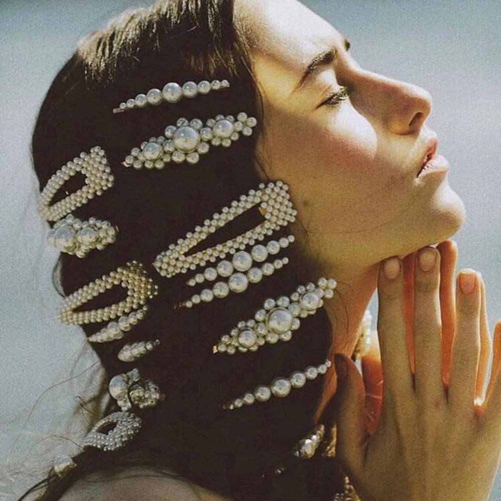 1 комплект корейская мода твердые заколки для волос с жемчугом женщин девочек