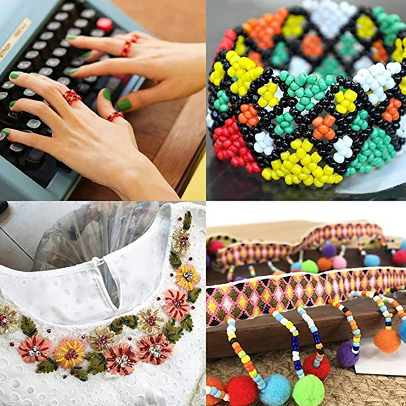 

DIY Bracelet Necklace Beaded Glass Rice Beads for Name Bracelet Jewellery Making and Craft Jewellery Making Material Set Tool 10