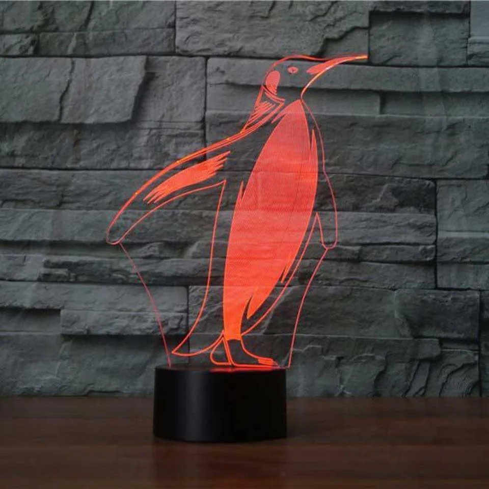 

Penguin LED RGB Night Light 7 Color Change Desk Light Action Figure PVC Kids Toys Brinquedos Christmas Gift
