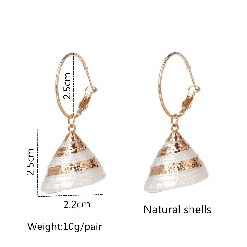 2019 богемные висячие серьги в виде натуральных ракушек золотые женские пляжные