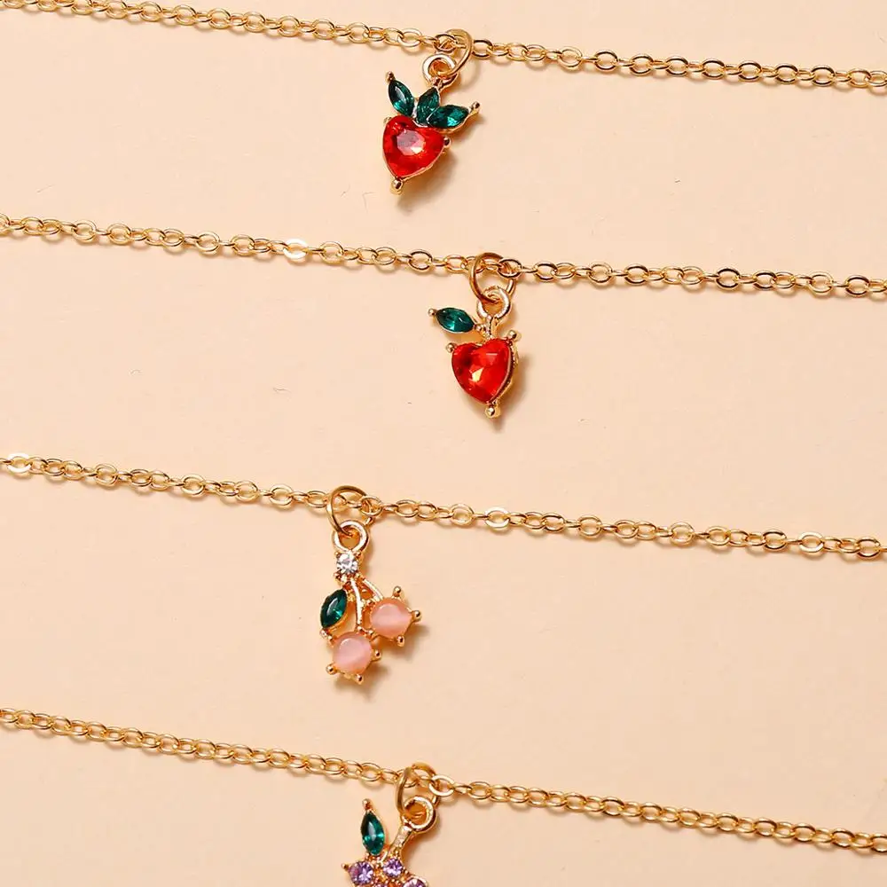 Sindlan 4 шт. набор золотых фруктовых браслетов для женщин милые с красочными