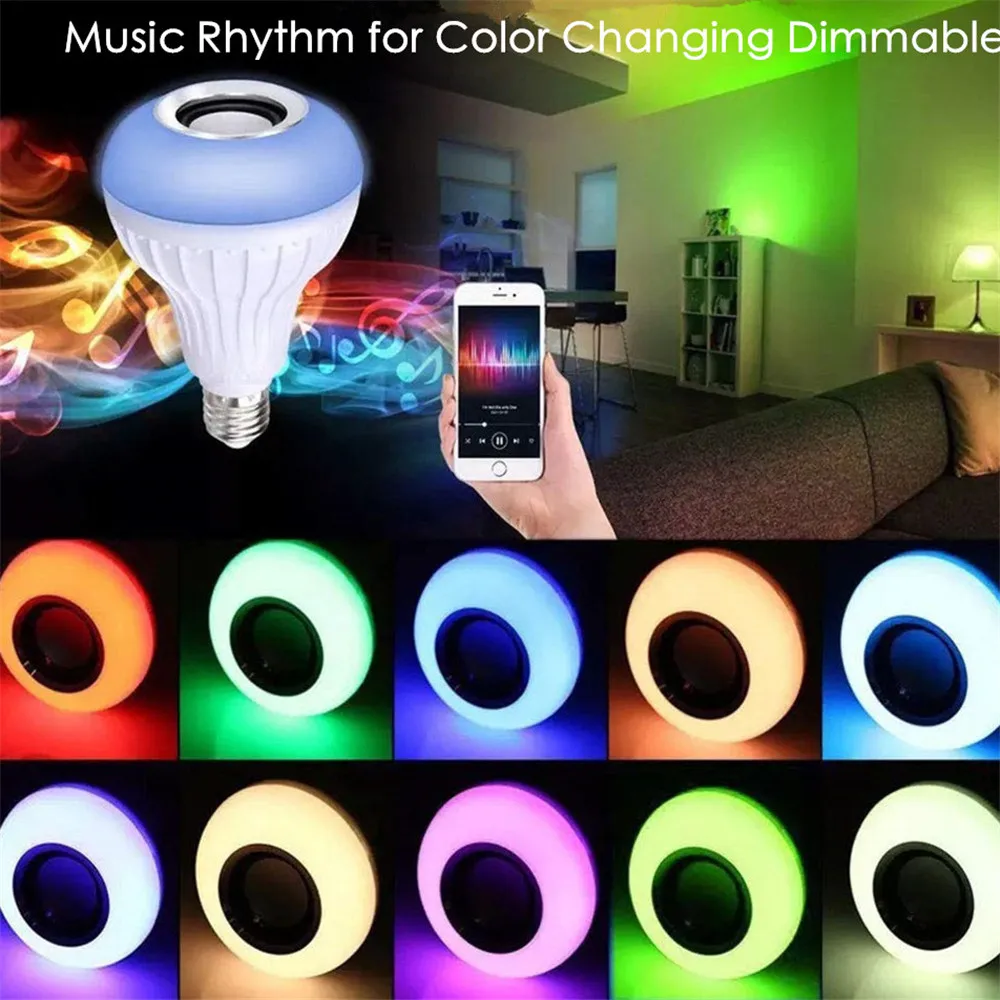DZLST Bluetooth динамик Смарт Светодиодный светильник E27 RGB 12 Вт музыка игра затемнения