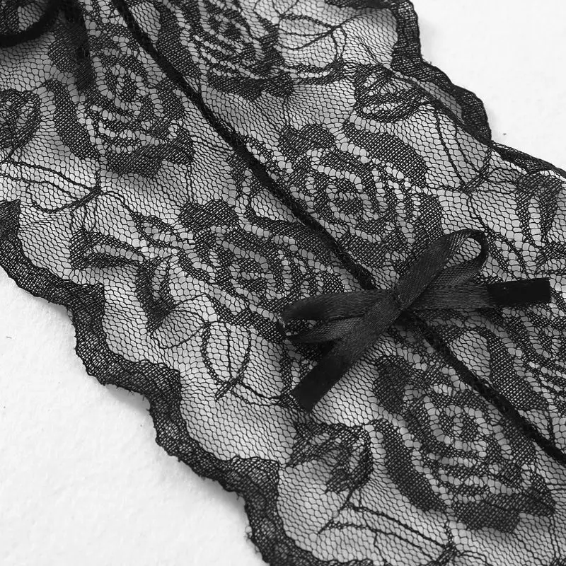 

Women One-piece Bodysuit Lingerie Sexy Lace Crotchless Bowknot Sleepwear