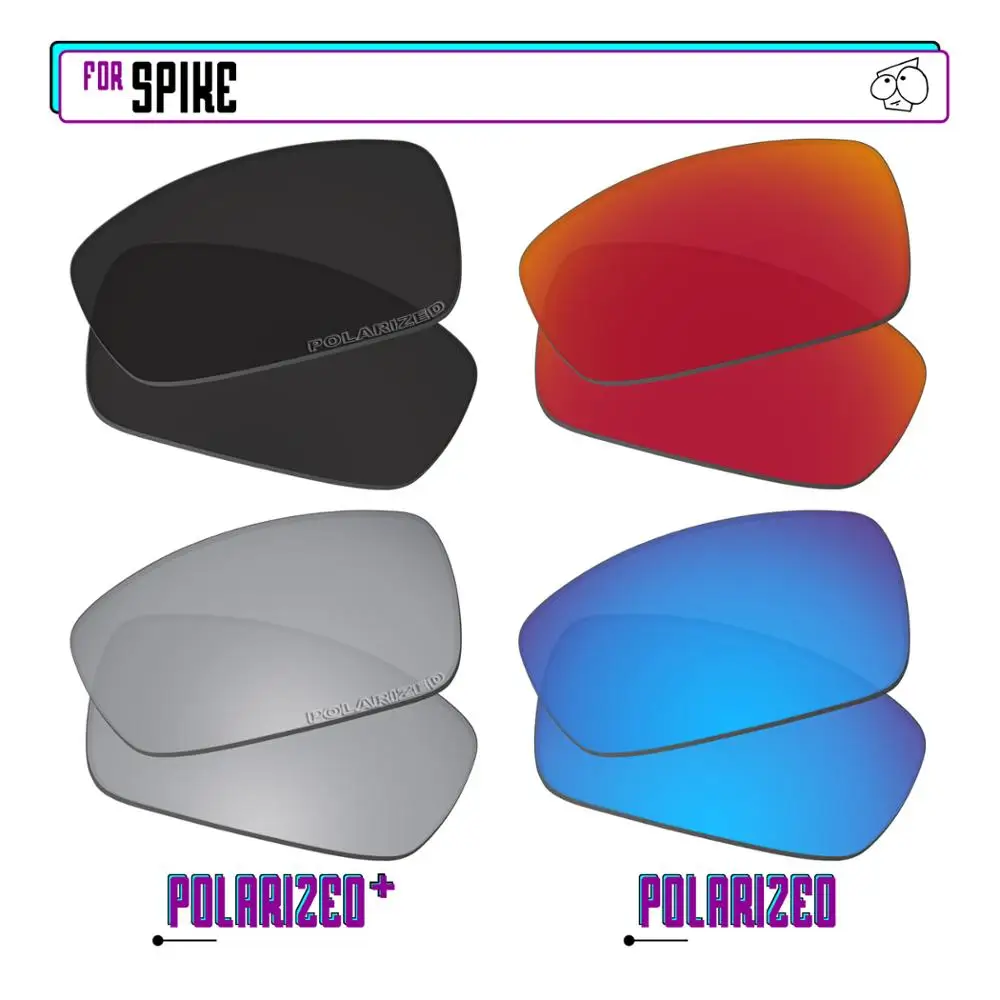 EZReplace Polarized Replacement Lenses for - Oakley Spike Sunglasses - BkSrP Plus-RedBlueP