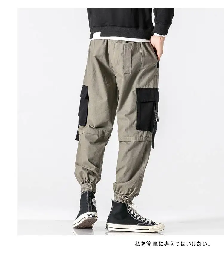 2019 Ins Korean Spring Hip Hop Joggers Men Black Harem Pants Multi-pocket Ribbons Man Sweatpants Streetwear Casual Mens | Мужская одежда