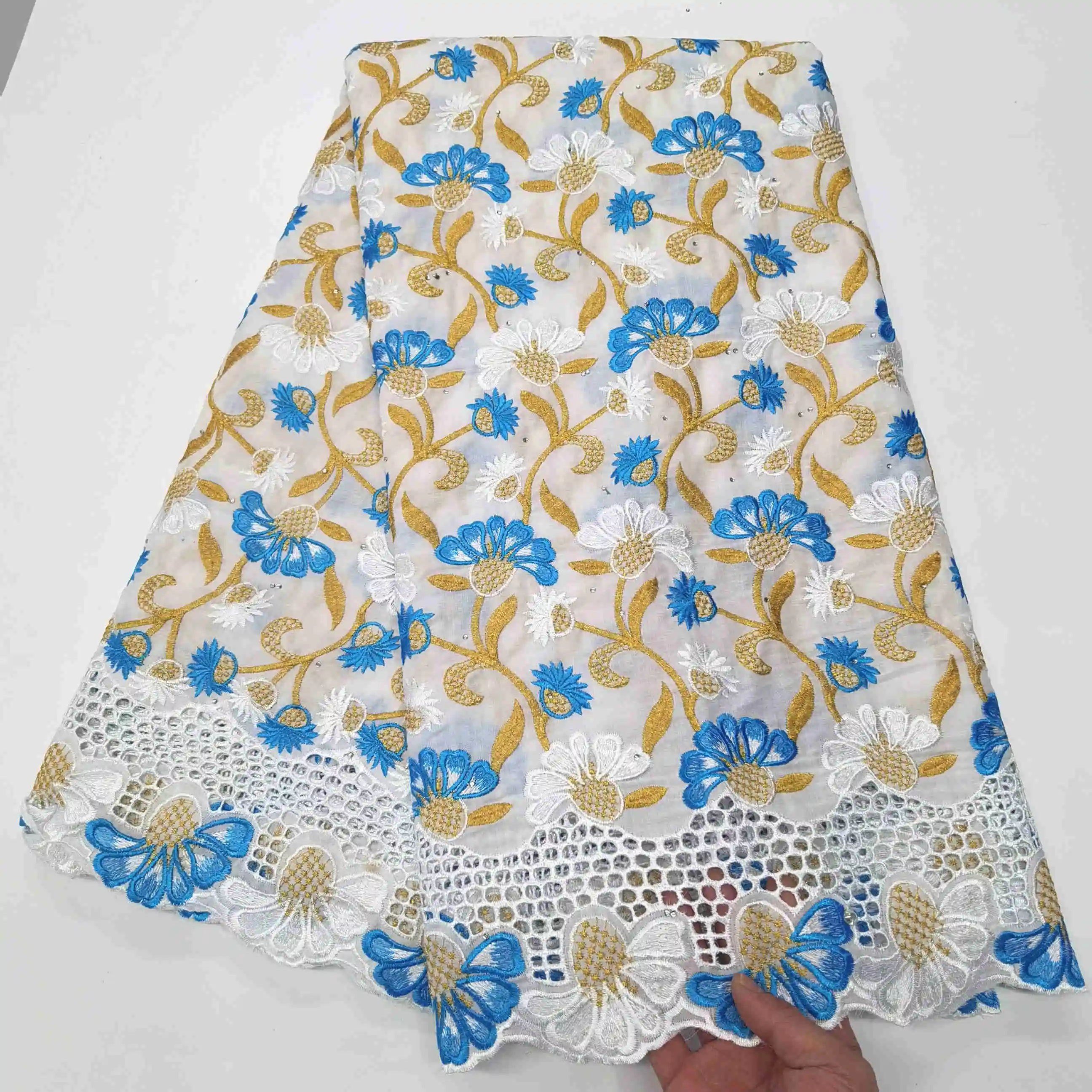 

Autriche LACE Embroidery Dry Cotton With Stones African Lace Fabric New Arrival Swiss Voile Lace In Switzerland For Wedding Sew