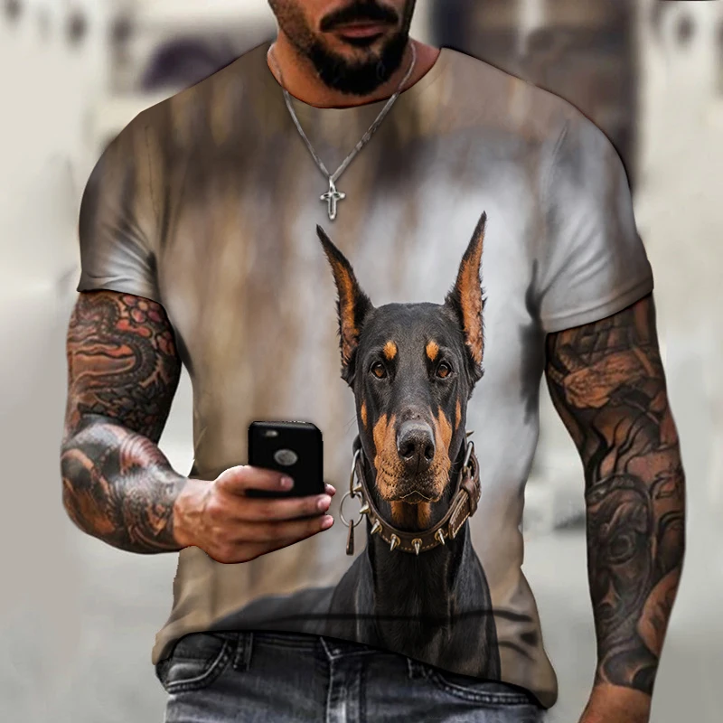 

Men's T-shirt 3D Printing O-neck, Lightweight, Oversized, Love Me, Dog, Doberman, Summer New Style, Super Cheap, Cool Stuff