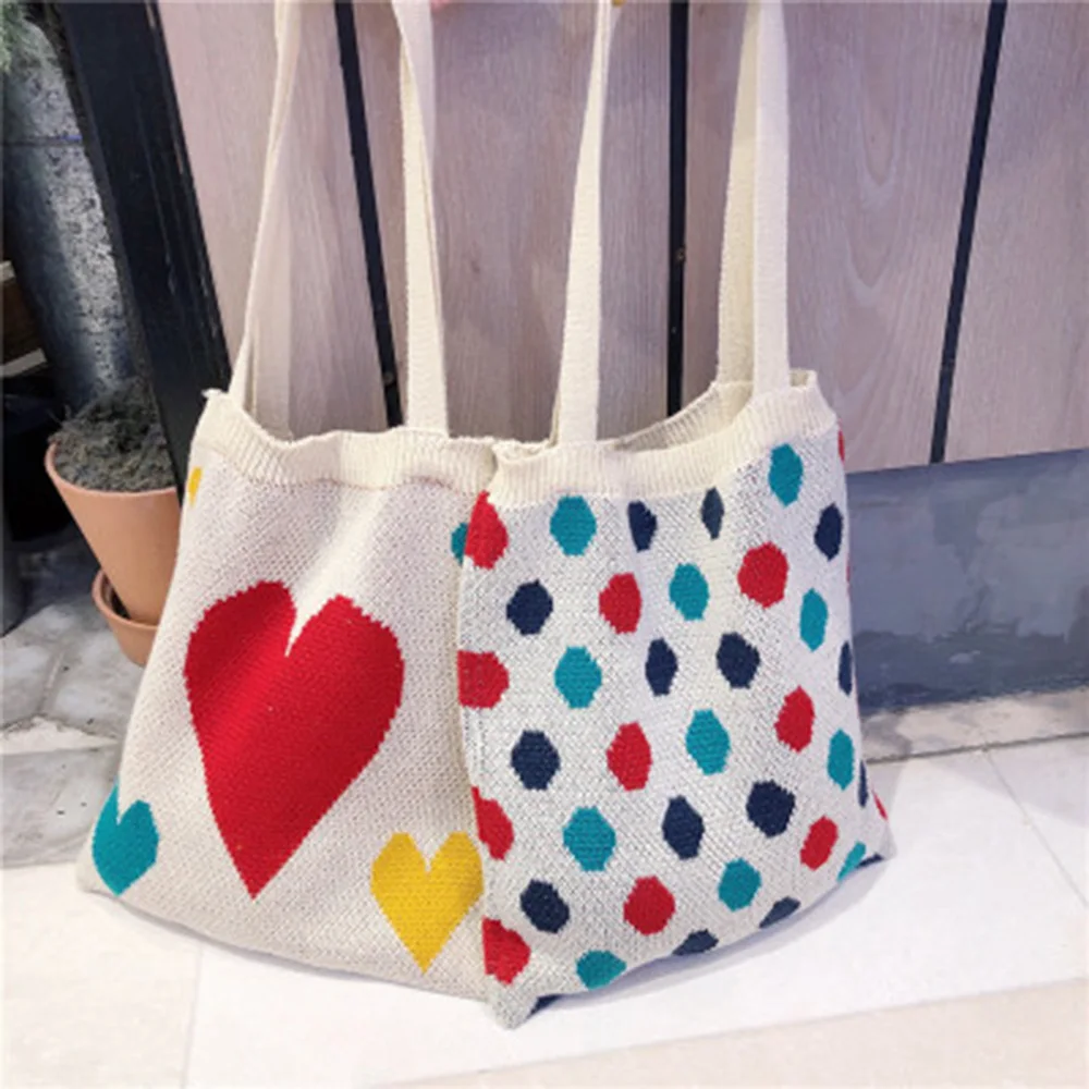 

Winter Fashion Original Style Girls Shoulder Bag Large Capacity Shopping Handbags Knit Design Ladies Classic