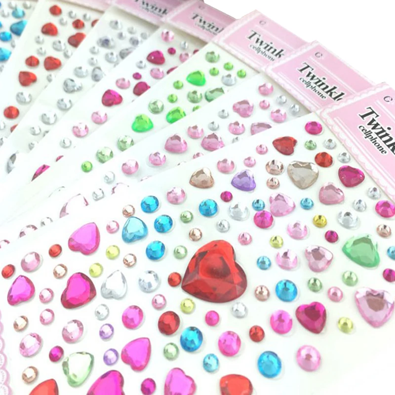 Многоцветный любящее сердце бриллиант уход за кожей лица бровей наклейки 3D