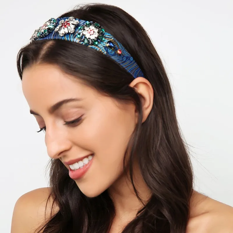 Классическая Вышивка горный хрусталь ободок Девушки Женщины для волос Свадебная