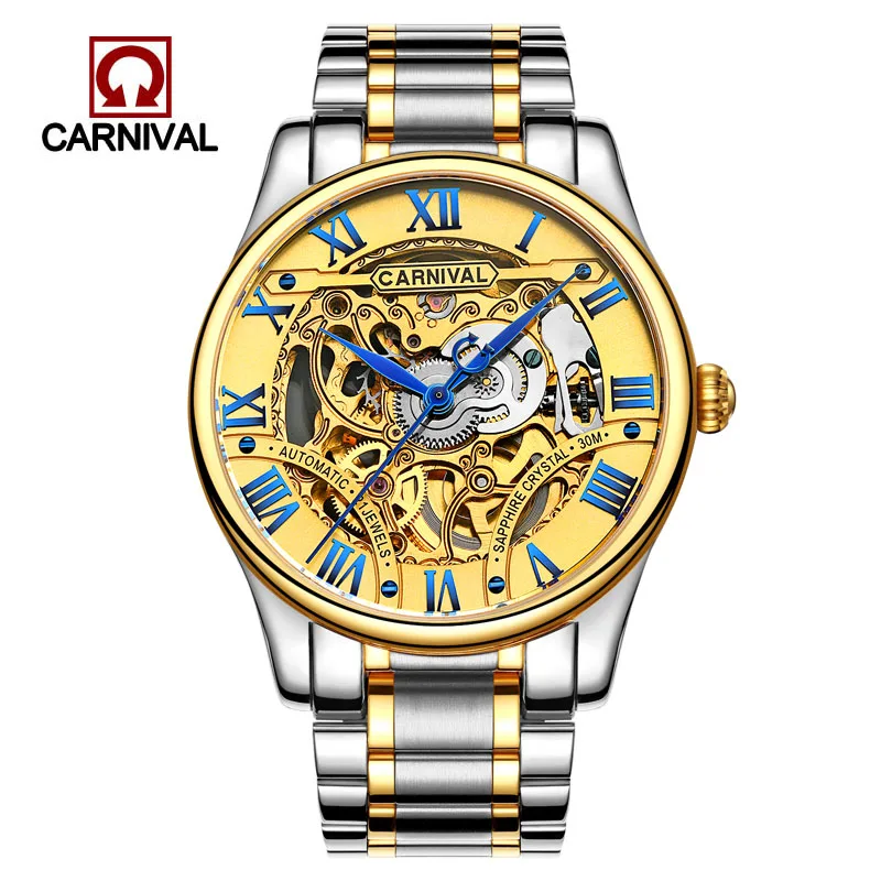 

Switzerland Carnival Men's Watches Luxury Brand Mechanical Wristwatche Watch Male Waterproof reloj hom Skeleton Watch Sapphire 2