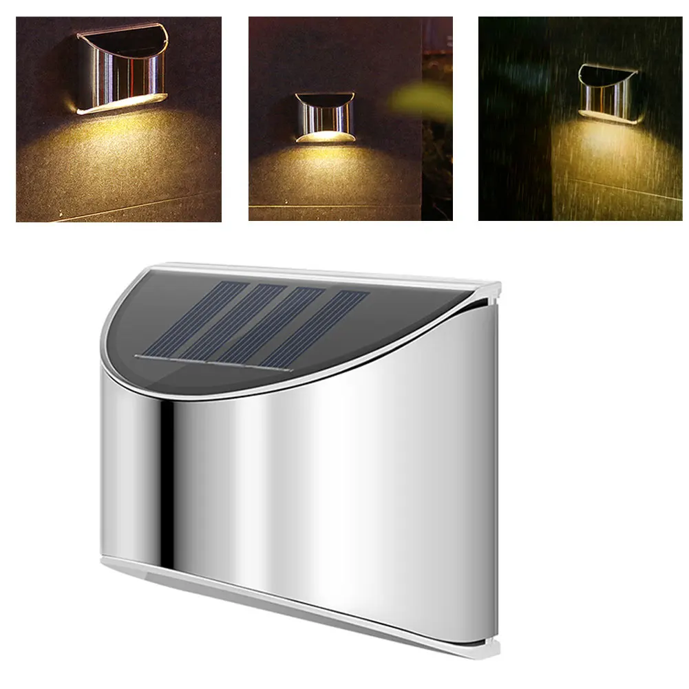 

Solar Lamp Waterproof Wireless Stainless Steel Motion Sensor Wall Light with 4LED Sunlight Powered Garden Street Decoration