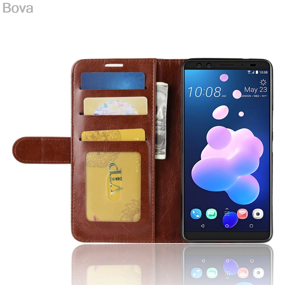 Премиум чехол из искусственной кожи для HTC U12 с держателем карт Plus защитный coque