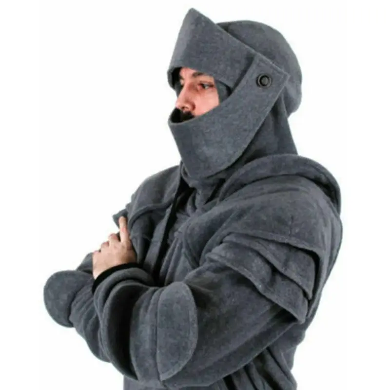 

Fashion Men'S Riding Hoodie With Retro Mask Elbows Drawstring Hooded Sweatshirts