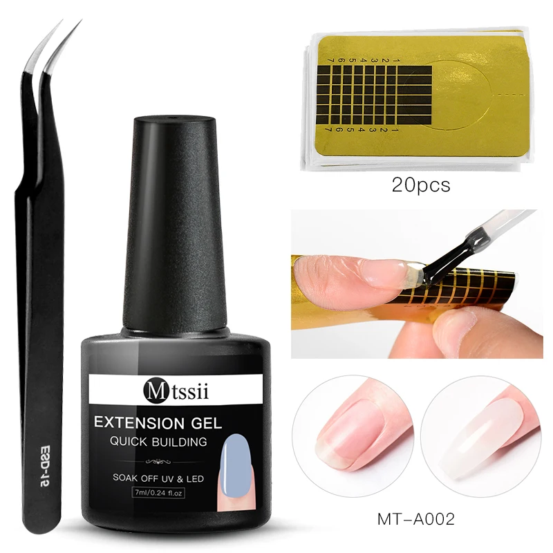 Mtssii Стекловолоконный набор для наращивания ногтей Fibernails акриловые наконечники маникюрный салонный инструмент кривизны зажимы шелковые шарфы набор для дизайна ногтей - Цвет: ZH05136