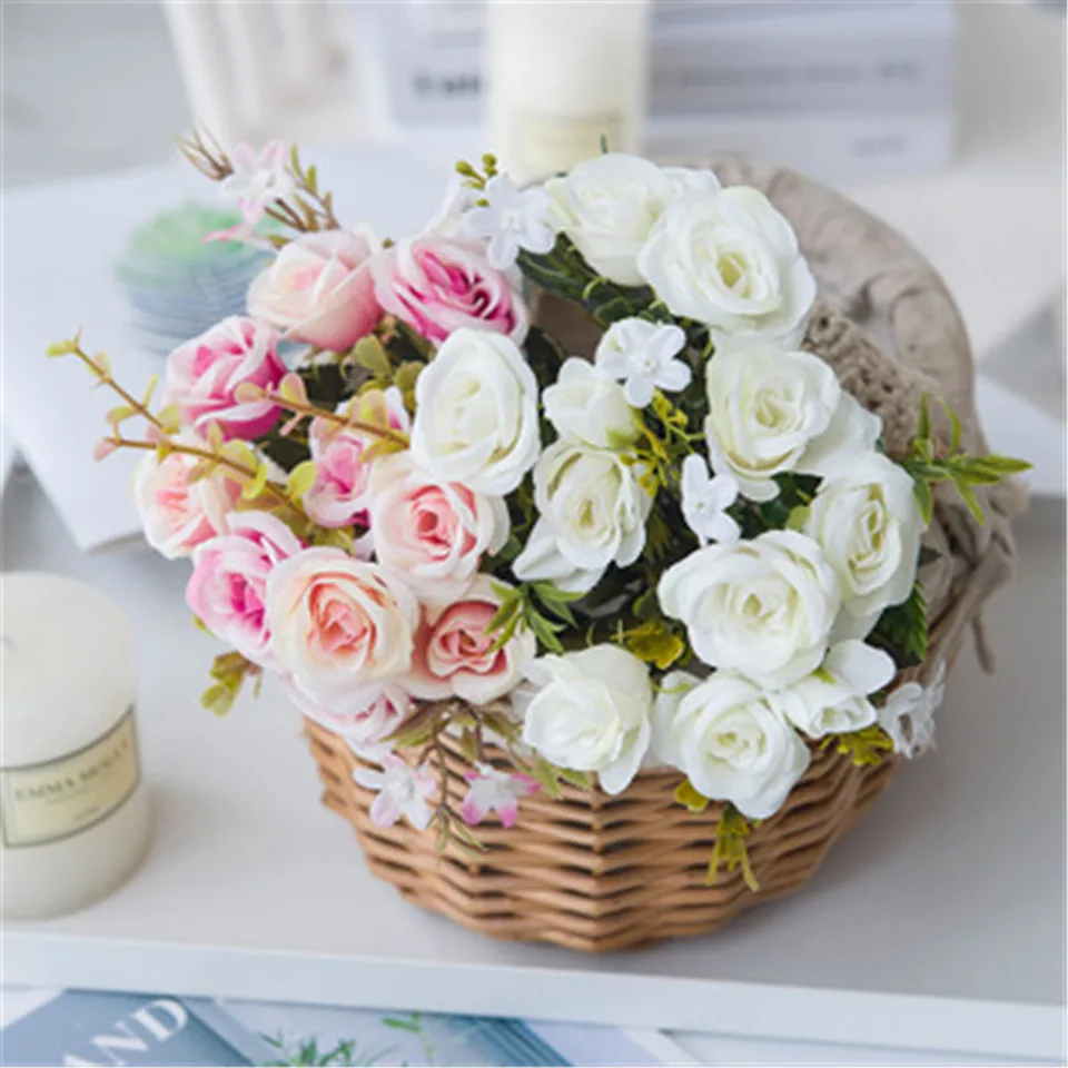 

30cm Artificial Flowers Home Decor Silk Rose Wedding Bouquet Fake Flower Living Room Decoration 5 Heads 4 Bud Pink Red Peony