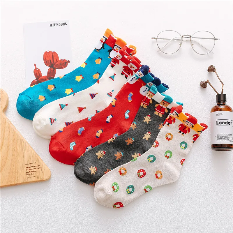 Новые милые рождественские носки в японском стиле с героями мультфильмов теплые
