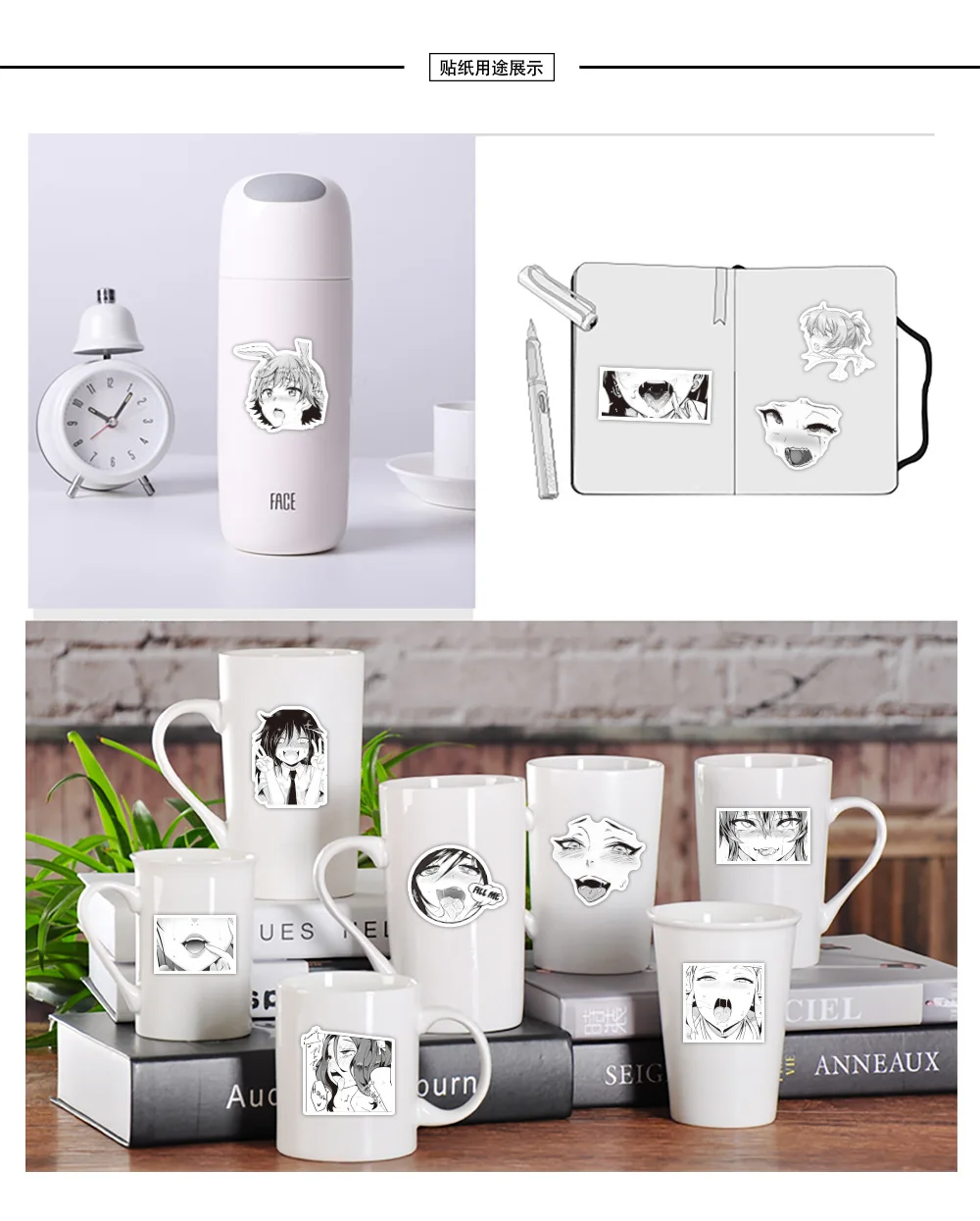 

52Pcs Pack Hentai Waifu Anime Sticker Sexy Girl Material Vinyl Decal for Laptop Pad Suitcase Car Styling Home Deocr Sticker Toys