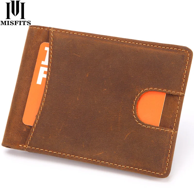 Кошелек MISFITS мужской из натуральной кожи маленький тонкий бумажник с RFID-защитой