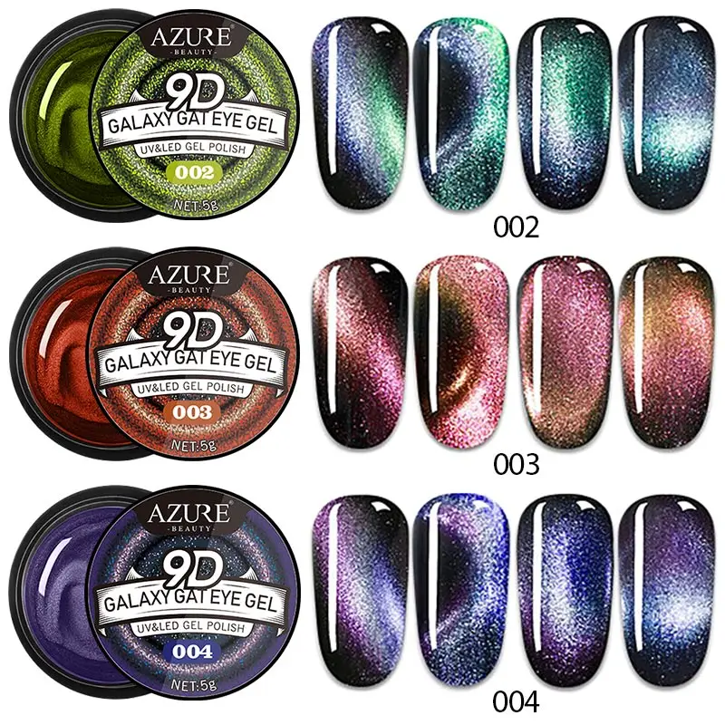 Azure beauty 9D Galaxy Cat Eyes Led гель замачиваемый для дизайна ногтей Магнитный Хамелеон УФ-лак для ногтей набор Полупостоянный магнит светодиодный гель - Цвет: 3PCS SET