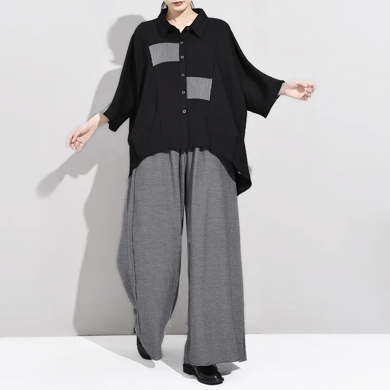 LANMREM 2020 Новый Модный женский комплект из двух предметов Vestido отложной воротник
