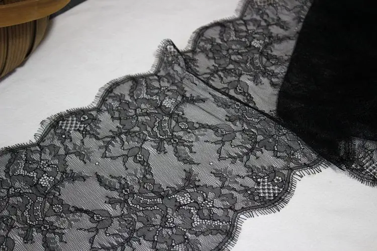 25 см шириной двухцветная контрастная модная кружевная ткань с ресницами для
