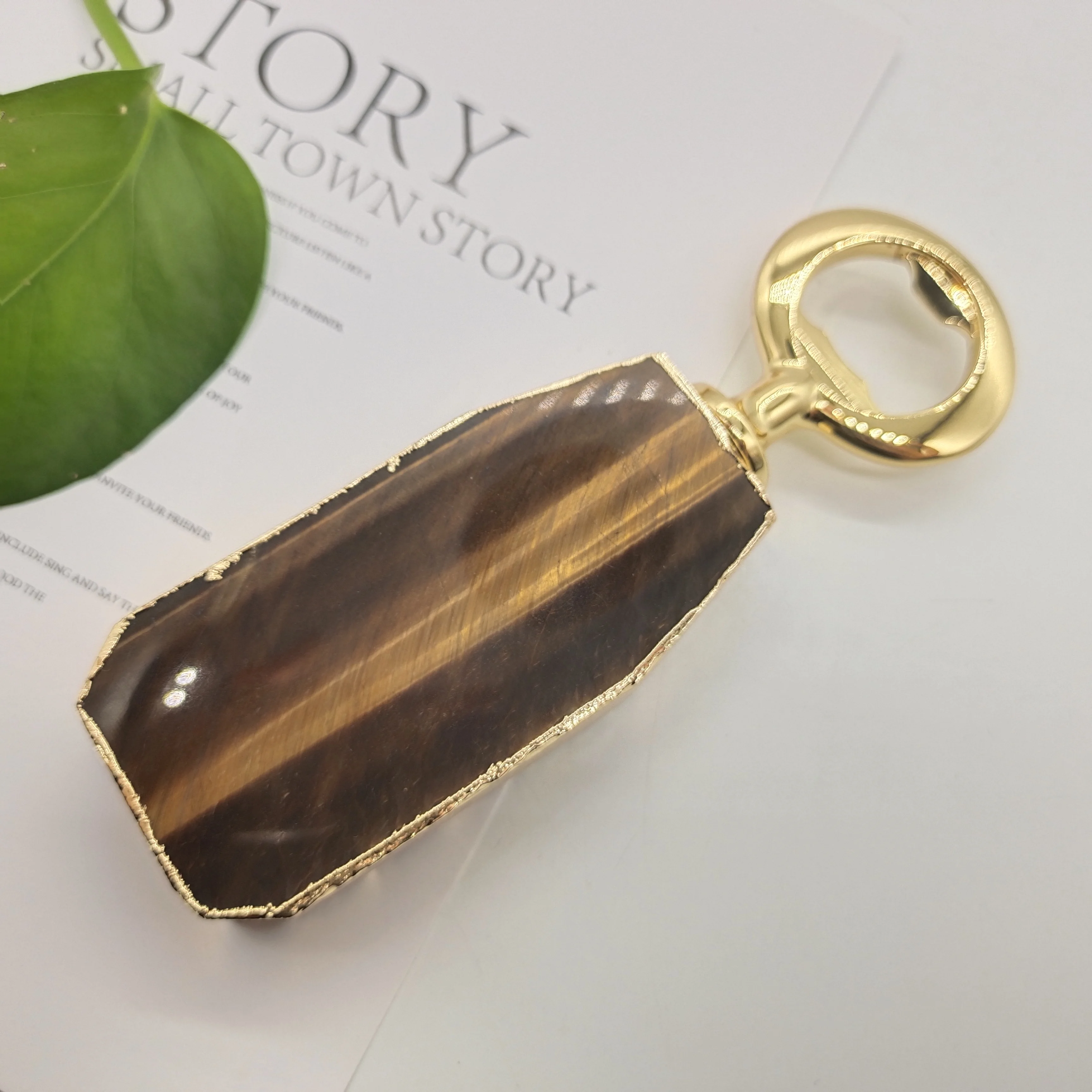 

100% Natural Crystal Bottle Opener Simple Home Hotel Restaurant Beer tiger's-eye Zinc Alloy Bottle Opener Home Decoration