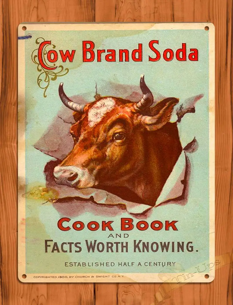 

TIN SIGN Cow Brand Soda Kitchen Ad Retro Wall Decor