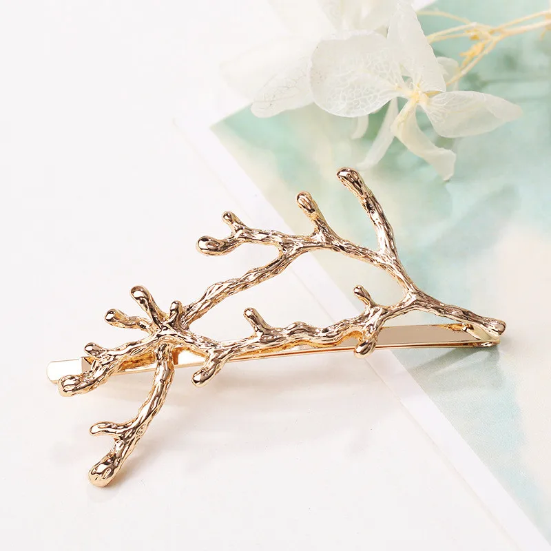 Винтажные заколки для волос в виде дерева золотого цвета модные ветвей из сплава