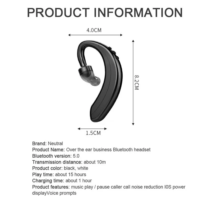 

Bluetooth 5.0 earhook sports earphones, wireless Bluetooth earphones, single earphone with microphone, hands-free earphone