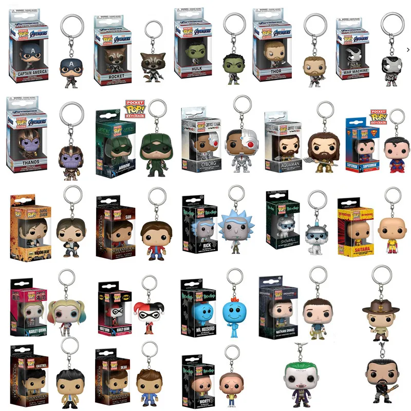 Funko брелок Мстители 4 Железный человек Халк танос Тор сам Дин Дэрил шериф Рик