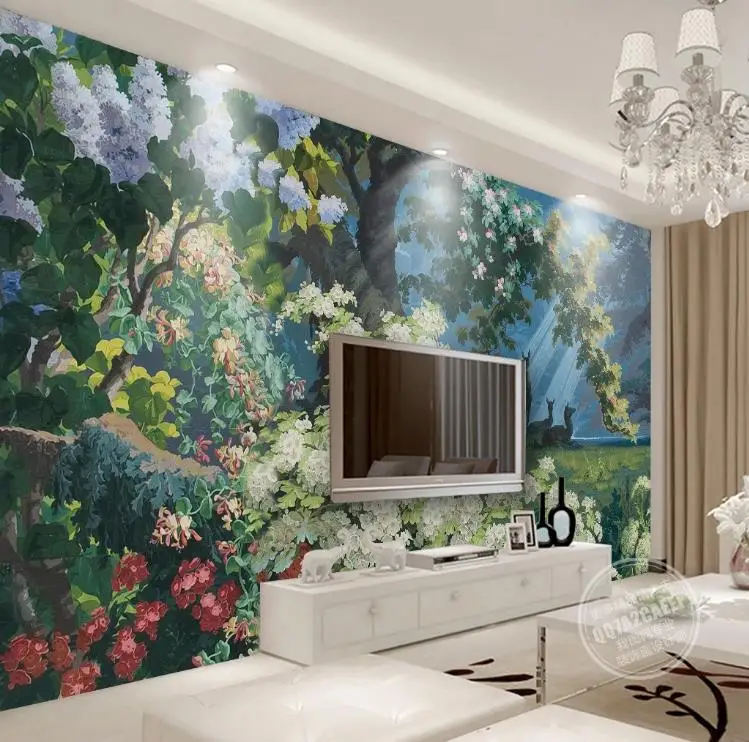 Большие 3D Настенные обои с масляным принтом водонепроницаемые для ванной
