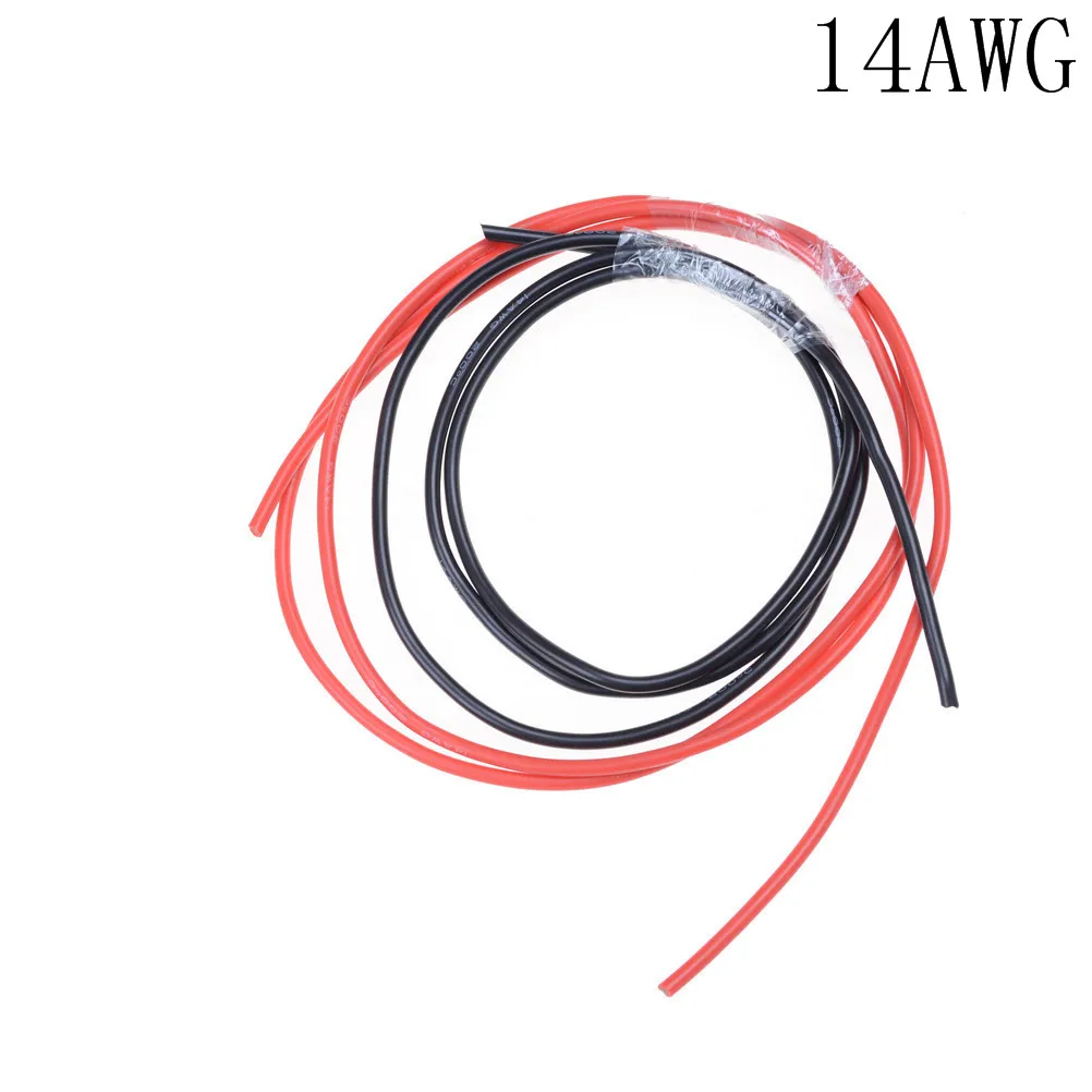Новый красный + 1 м черный силиконовый провод 12AWG 14AWG 16AWG 22AWG 24AWG термостойкий мягкий