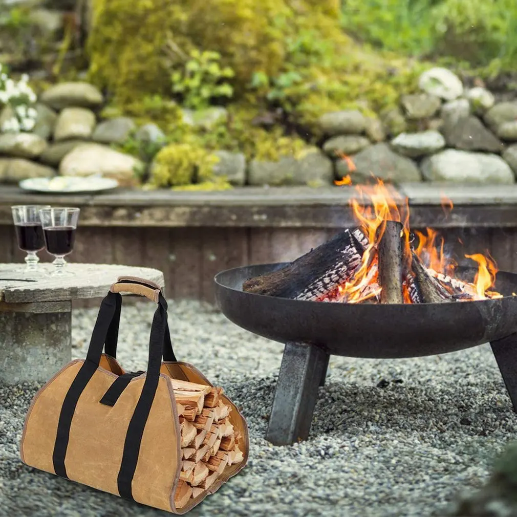 

Firewood Storage Bag Canvas Match Storage Bag Portable Outdoor Match Storage Bag Canvas Firewood Carrier Log Tote 1 pcs