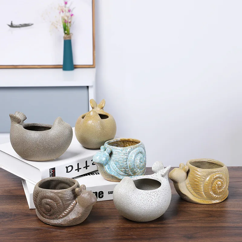 

Succulent flower pot ceramic stoneware breathable creative kiln change flower pot pastoral succulent retro plant succulent pot