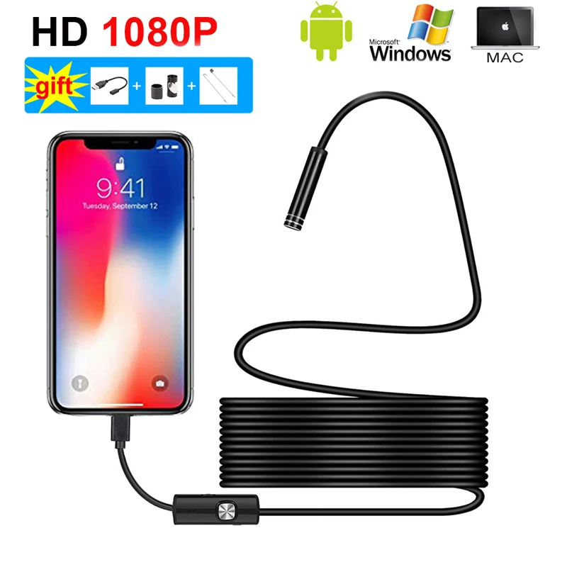 1080P Full HD Mini Android Endoscope Camera IP67 1920*1080 1M 2M 3M 5M Micro USB Inspection Video Snake Borescope Tube |