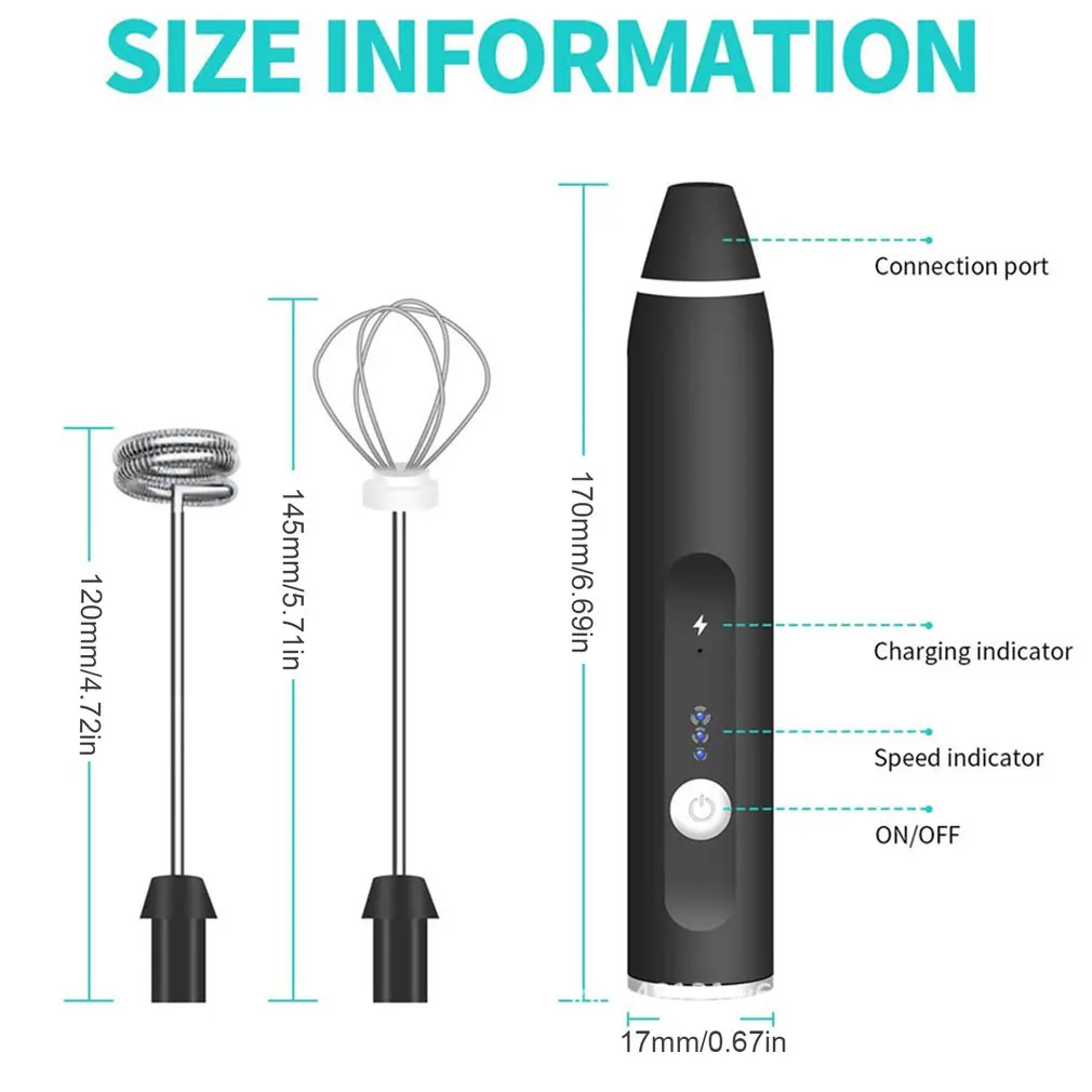 

Milk Drink Coffee Whisk Mixer Electric Beater Frother Foamer Mini Handle Stirrer Practical Kitchen Cooking Tool