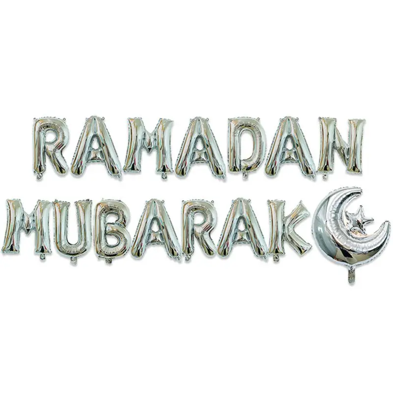 

16'' Happy Eid Mubarak Ramadan Letter Foil Balloons Decoration Alphabet Banners Moon Set Party Supplies For Muslim .