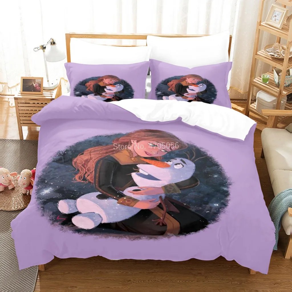 

Frozen Anna Elsa Bedding Set Queen King Size Bed Set Children Girl Duvet Cover Cartoon Comforter Cover Polyester 3Pcs