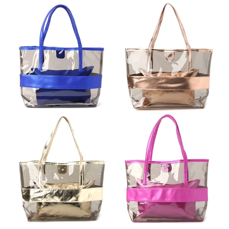 

Thinkthendo Fashion Women Transparent Shopping Bags Lady Girls Jelly Clear Beach Multifunction Handbag Tote Shoulder Bag New