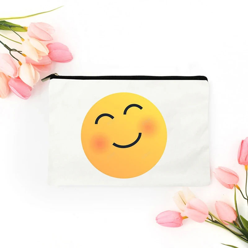 

Cosmetic Bag for Makeup Smiling Face Handbags Mini Organizer Pouch Bags Women Personal Make Up Storage Kawaii Women's Travel