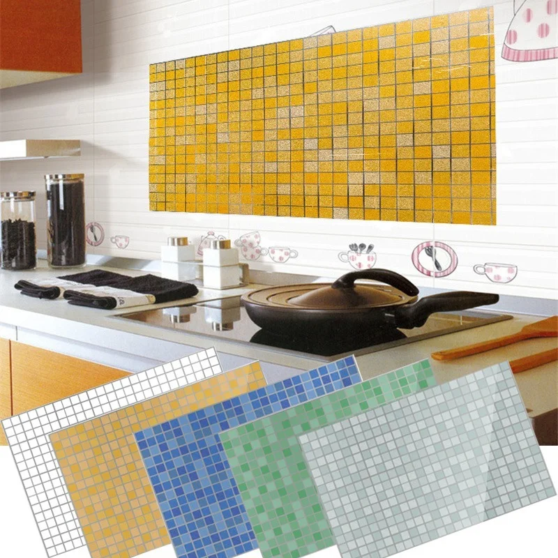 

45X70cm Kitchen Imitation Mosaic Sticker Oil-proof Self-adhesive Wall Tile DIY Movable Art Deco Home Bathroom Wall Sticker