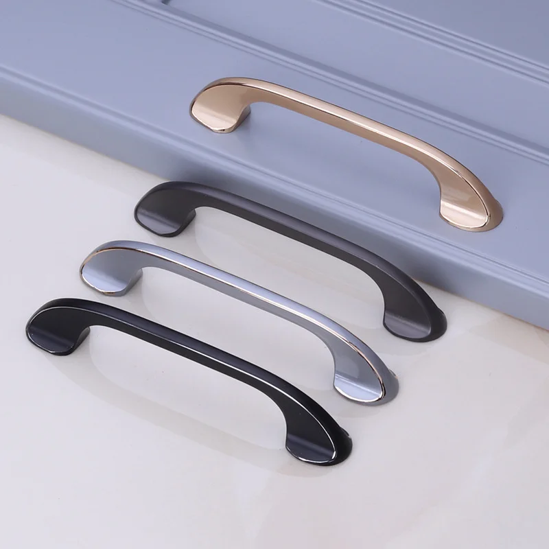 

High end door handle cabinet door American drawer shoe cabinet handle black gold wardrobe handle modern simplicity
