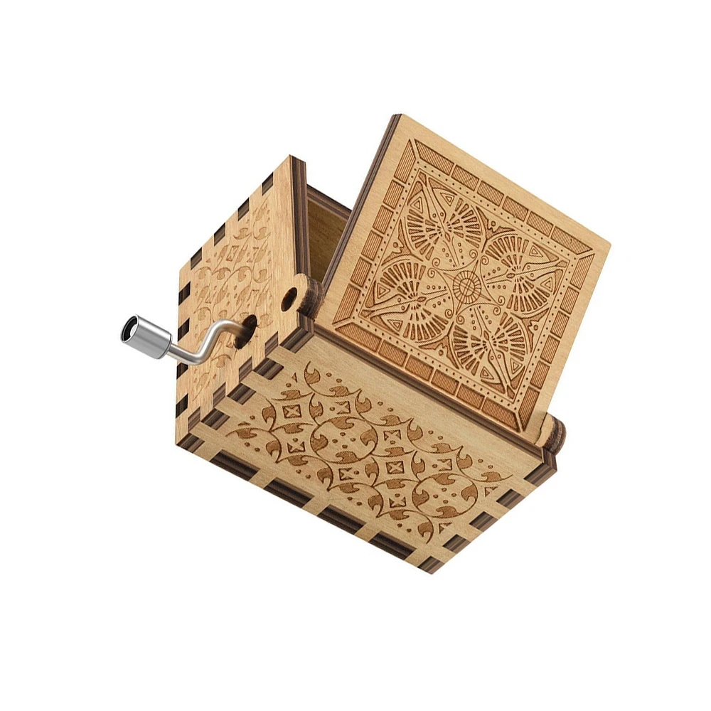 Деревянная музыкальная шкатулка ручной работы с лазерной надписью