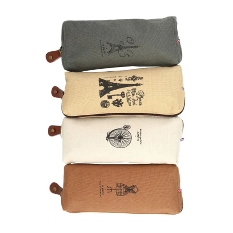 

Новые льняные Ретро башни мешок карандаша Париж Стиль студентов пеналы пенал для карандашей Корейская Милая Канцелярия Kawaii пеналы