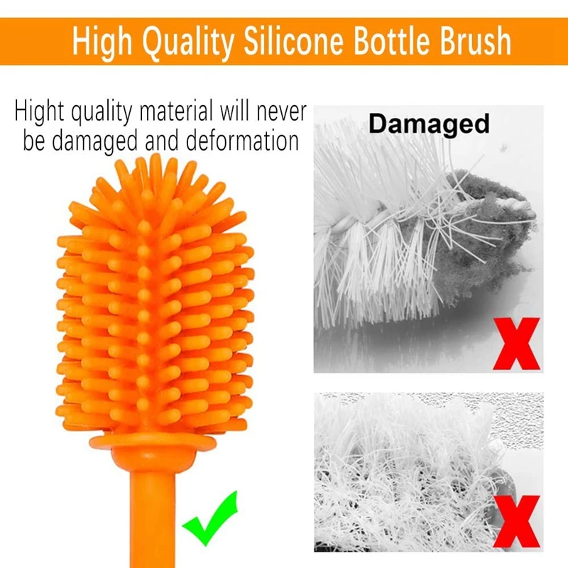 Силиконовая щетка для бутылки с ручкой 15 дюймовая силиконовая чистки бутылок