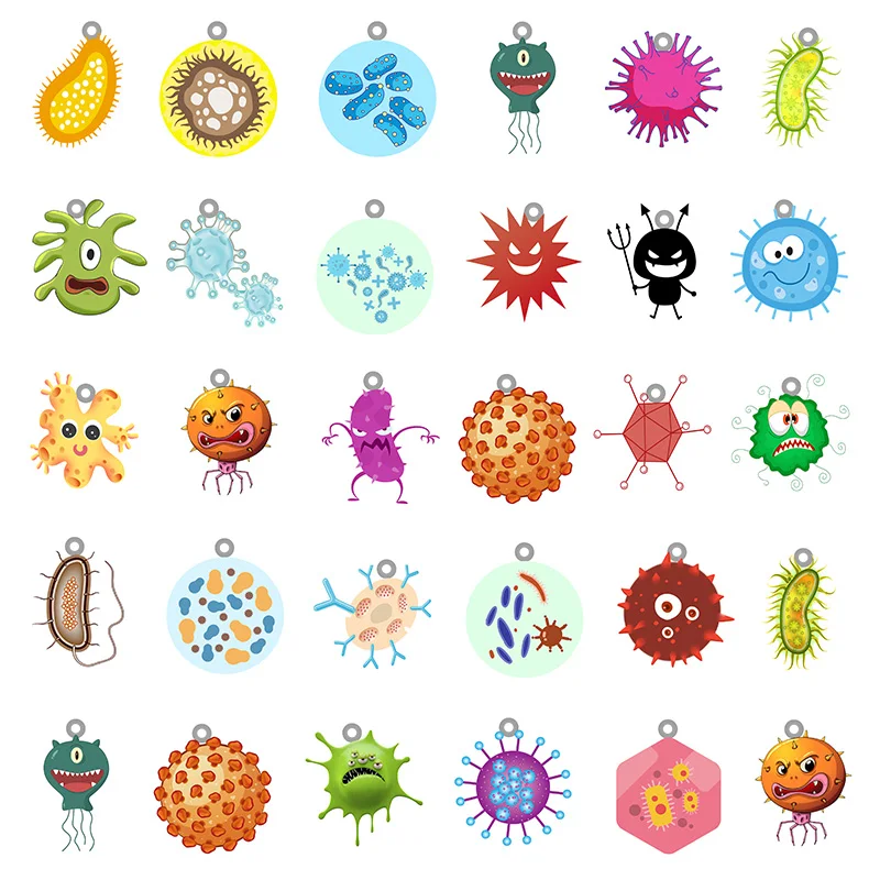 

Красочная акриловая подвеска TAFREE, эпоксидное Изготовление ювелирных изделий, Мультяшные вирусные бактерии, Подвесные серьги, ожерелье, акс...