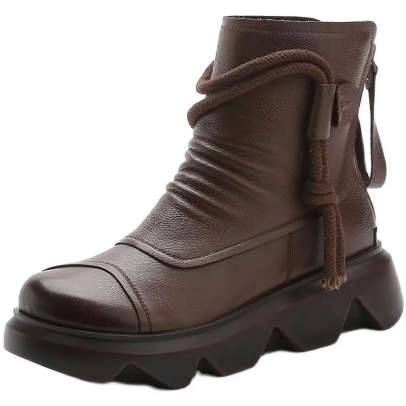 

2020 Luxury Chelsea Boots Women Platform Ladies Boots Chunky Winter Shoes Short Ankle Boots Thick Heel Brand Designer Cowhide